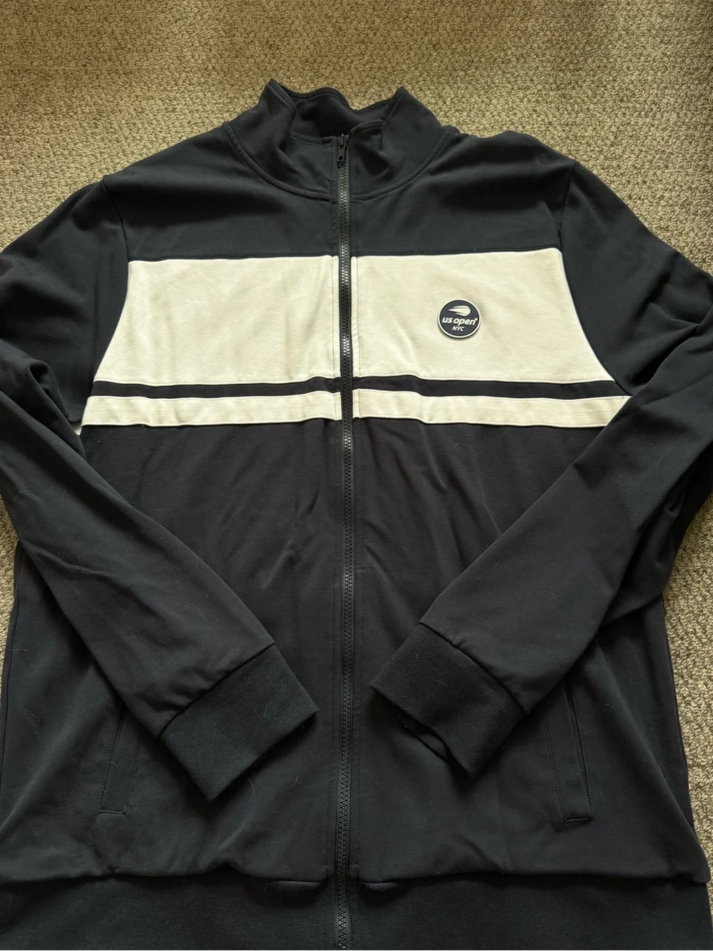American Needle Blue and White Men’s Zip-Up Track Sweater